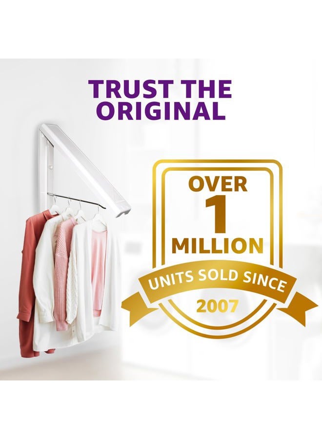 InstaHanger Closet Organizer, The Original Folding Drying Rack, ABS Plastic With Stainless Steel Rod, White, Wall Mount - Image 2