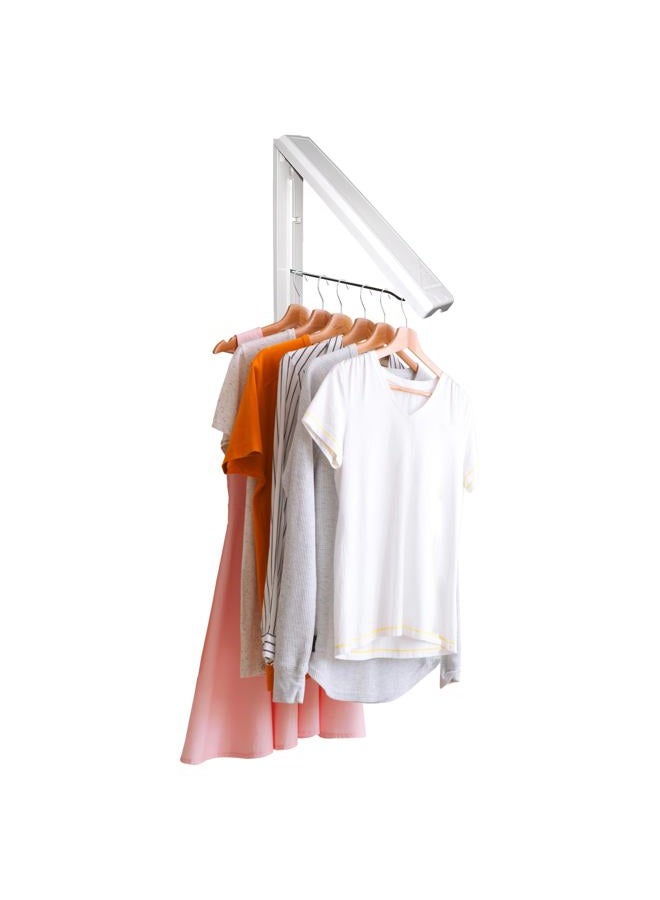 InstaHanger Closet Organizer, The Original Folding Drying Rack, ABS Plastic With Stainless Steel Rod, White, Wall Mount - Image 1