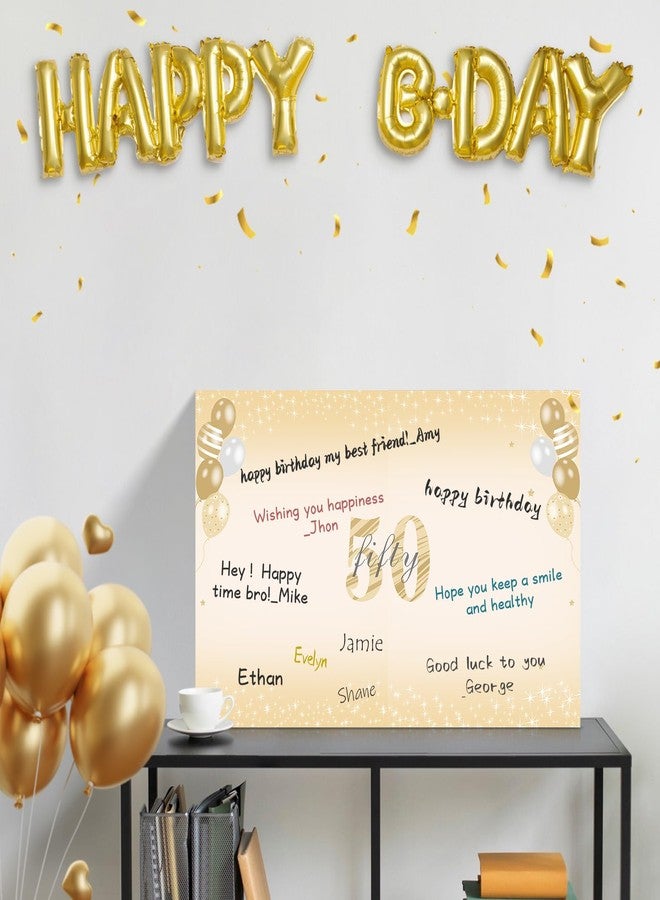 Turypaty Large 50th Birthday Card With Envelope for Men Women, 1975 Black Gold Happy 50th Birthday Giant Guest Signature Book Gifts, Big Vintage 1975 50th Greeting Card Decoration Party Supplies - Image 5