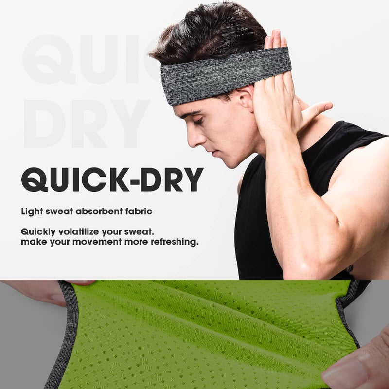 Braylin 5-Pack Men's Sport Headbands - Breathable, Sweat-Wicking, Elastic Stretch (1.5pcs Color-A) - Image 3
