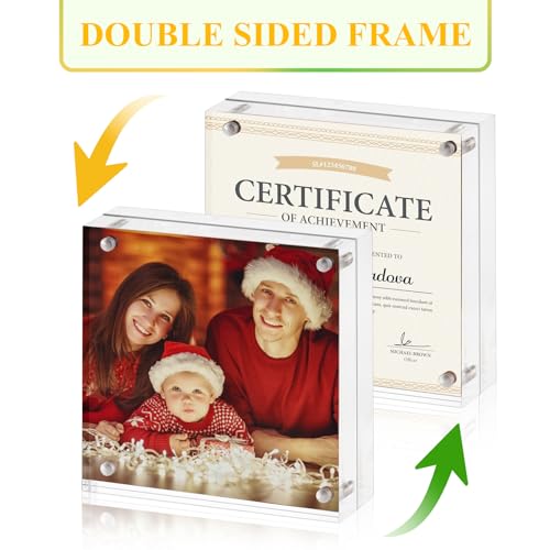 Boxalls 6x6 Acrylic Picture Frame Clear Frameless 6x6 Inches Photo Frames with Magnetic Double Sided Transparent Desktop Frame - Image 3