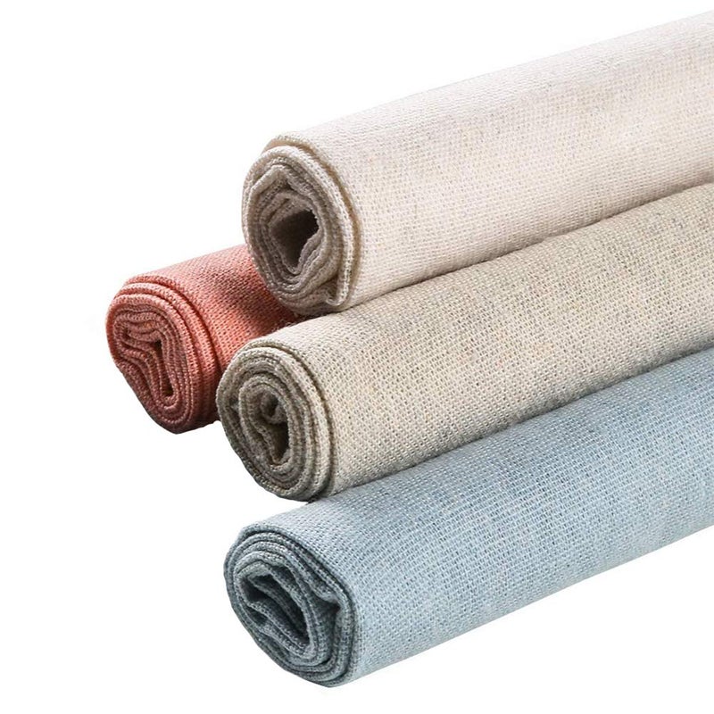 Vidillo Needlework Fabric, 4Pcs 4 Colors Natural Linen Fabric Solid Colored Embroidery Fabric Cross Stitch Aida Cloth for Making Garment Craft, Needle Embroidery, 20 Inch Linen Fabric DIY Decoration C - Image 1
