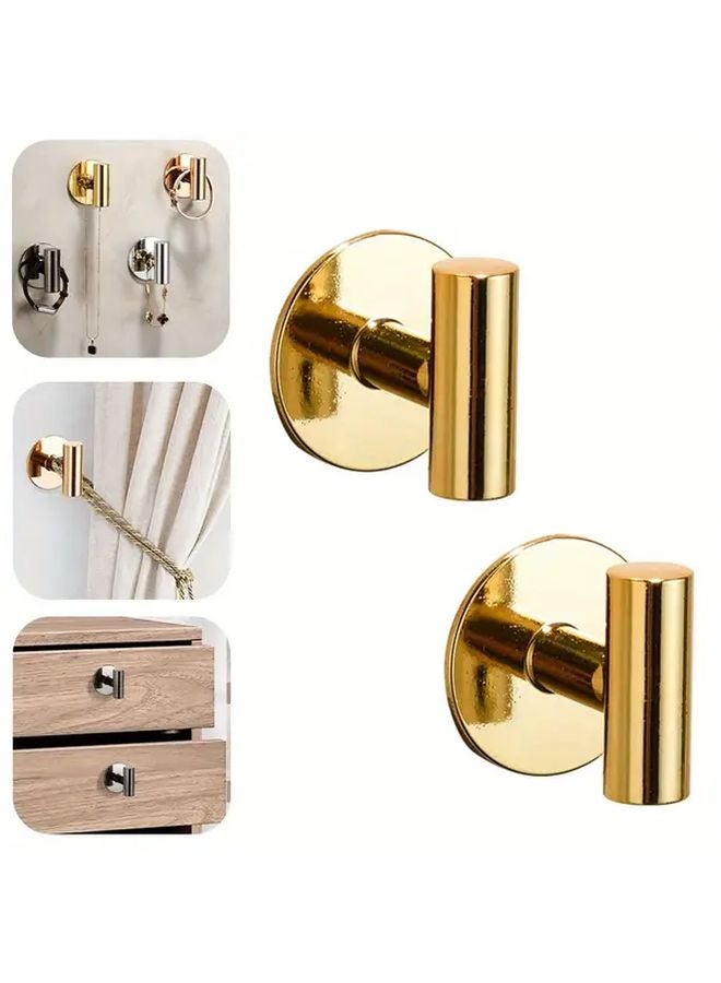 Golden Self Adhesive Curtain Tie Back Hooks 2pcs Modern Easy Install Wall Mounted Home Decor - Image 1