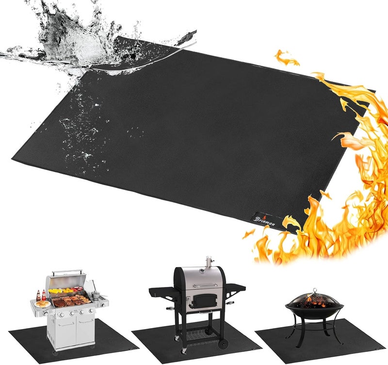 Brinman Under Grill Mats for Outdoor Grill - 48x40 Inch BBQ Mat for Under Barbecue - Double-Sided Fireproof Patio & Deck Protector Mat - Fire Pit Mat -Oil-Proof Grill Floor Pads - Stove Mat Patio Accessories - Image 1