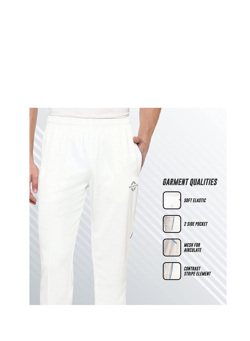 Nivia Eden Cricket Pant (White, Size: XXL) |  Cricket Trouser | Cricket Lower | Ankle Length | Micro Polyster Diagonal Knit  - Image 4