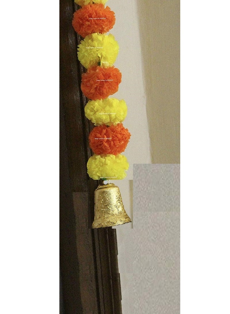 Shreeji Artificial Marigold Fluffy Flowers Garlands Door Toran Set/Door Hangings for Decoration (Width 100 X Height 140 cms) (Yellow & Dark Orange) - Image 2