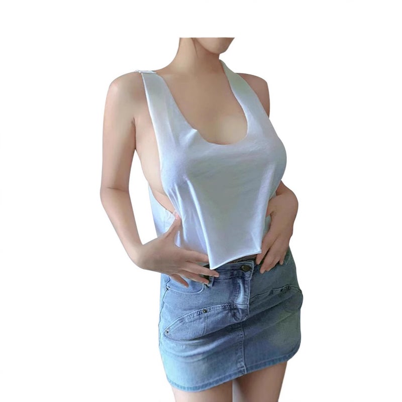 Women's Loose Sleeveless U-Neck T-shirt - Image 1