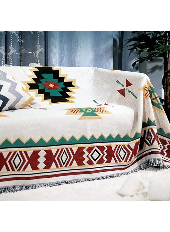 The Bros Sofa Cover Thickened Double Side Slipcover Fashion Geometric Pattern Couch Covers for 3 Seater Sofa Blanket for Bed Washable Soft Throw Blanket for Bed Non-Slip Large Size 180 * 260CM - Image 1