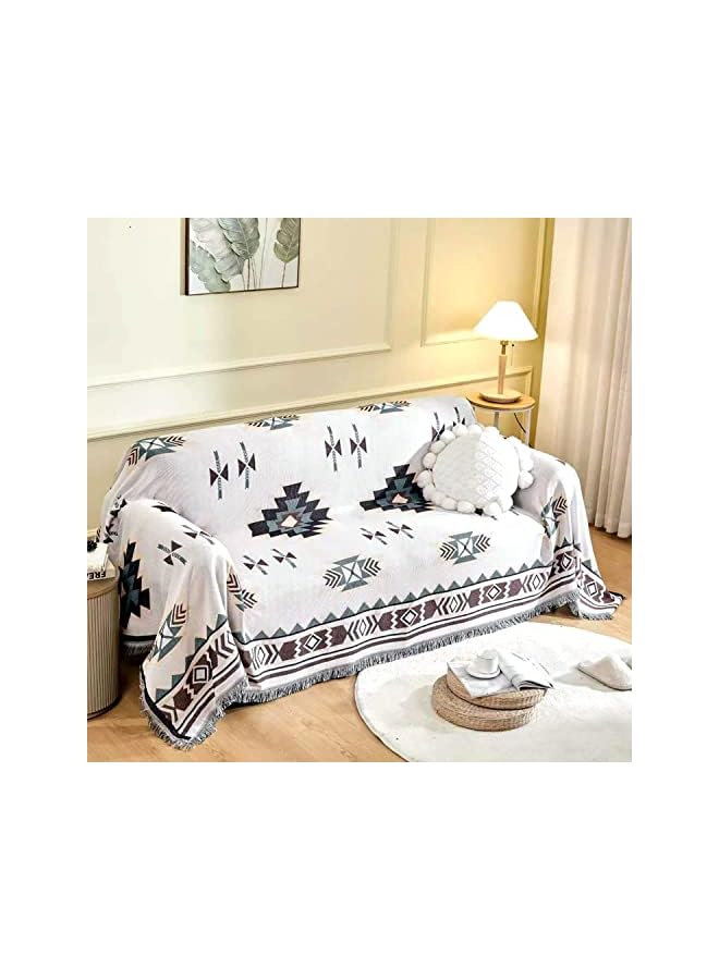 The Bros Sofa Cover Thickened Double Side Slipcover Fashion Geometric Pattern Couch Covers for 3 Seater Sofa Blanket for Bed Washable Soft Throw Blanket for Bed Non-Slip Large Size 180 * 260CM - Image 2
