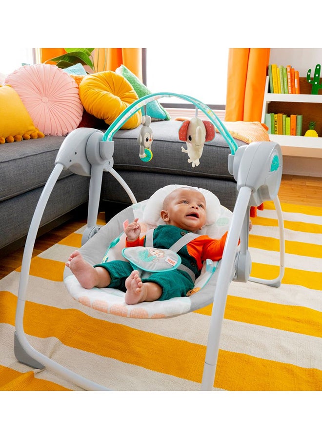 Bright Starts Portable 6-Speed Baby Swing with Music, Toy Bar & Taggies, 0-9 Months (Whimsical Wild) - Image 4