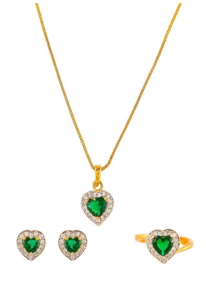 VOYLLA Sparkling Essentials Green Heart Shaped Zirconia Box Set