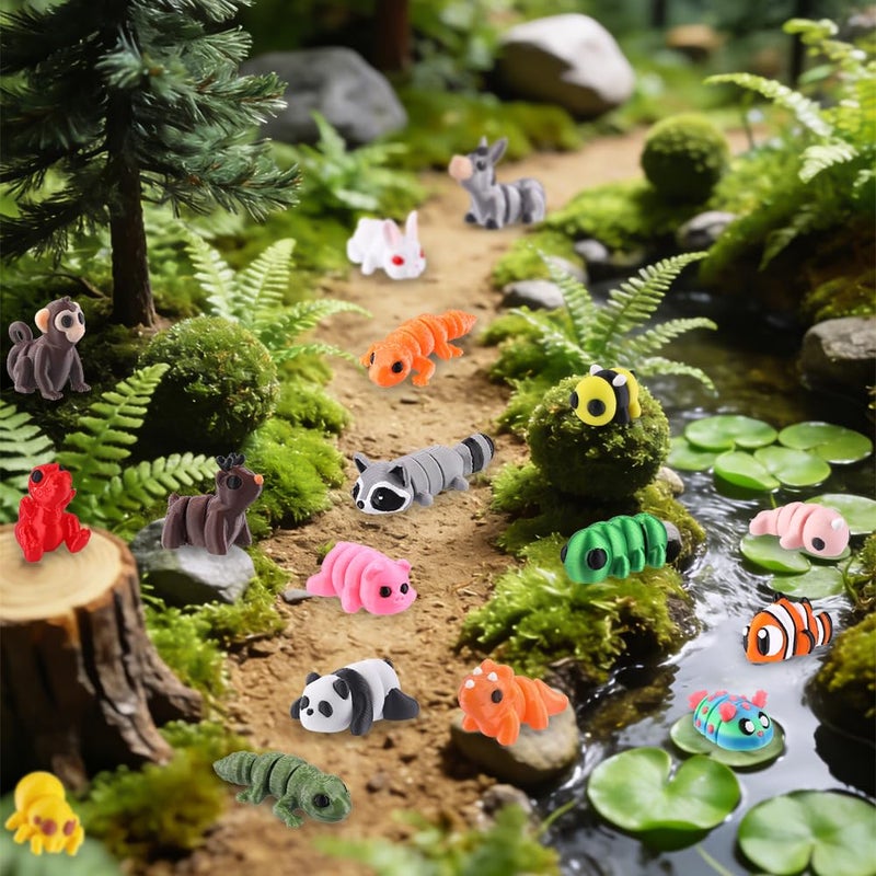 Celltestria 50Pcs Mini 3D Printed Animals for Kids Little 3D Printed Figurines for Party Favors Gifts Exchange Flexible Articulated Fidget Toys for Classroom Prize Rewards Goodie Bags - Image 5