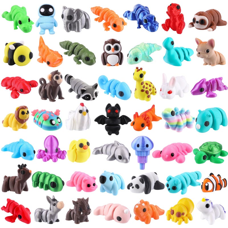 Celltestria 50Pcs Mini 3D Printed Animals for Kids Little 3D Printed Figurines for Party Favors Gifts Exchange Flexible Articulated Fidget Toys for Classroom Prize Rewards Goodie Bags - Image 1