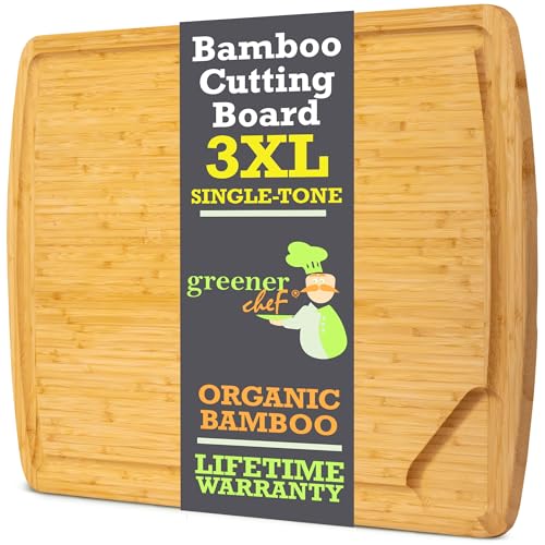 GREENER CHEF 30 Inch 3XL Extra Large Cutting Board with Lifetime Replacements  Oversized Bamboo Stove Top Cover Noodle Board  Wooden Meat Cutting Board  Turkey Carving Board  Charcuterie Board