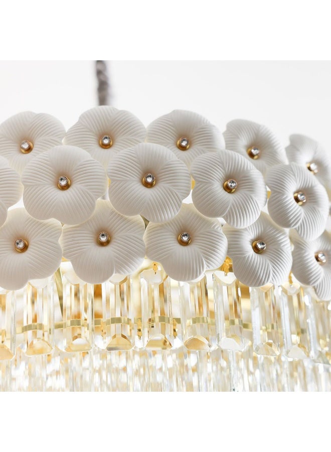 DANUBE HOME Danube Home Ibtisam Crystal Chandelier For Bedroom| 11- Lights Indoor Lighting Fixture With E14 Socket| Metal Frame With White Finish| Hanging Bulb/ Changeable Light|L60xW60xH28cm (1 Year Warranty) - Image 2