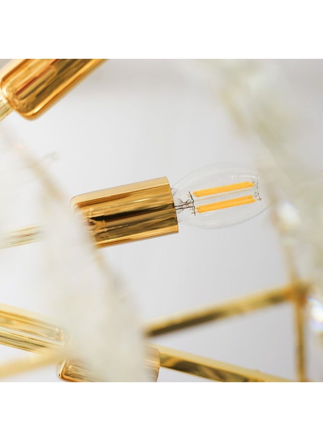 DANUBE HOME Danube Home Ibtisam Crystal Chandelier For Bedroom| 11- Lights Indoor Lighting Fixture With E14 Socket| Metal Frame With White Finish| Hanging Bulb/ Changeable Light|L60xW60xH28cm (1 Year Warranty) - Image 3