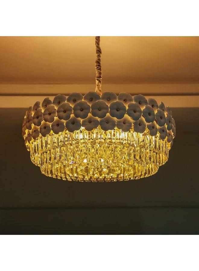 DANUBE HOME Danube Home Ibtisam Crystal Chandelier For Bedroom| 11- Lights Indoor Lighting Fixture With E14 Socket| Metal Frame With White Finish| Hanging Bulb/ Changeable Light|L60xW60xH28cm (1 Year Warranty) - Image 4