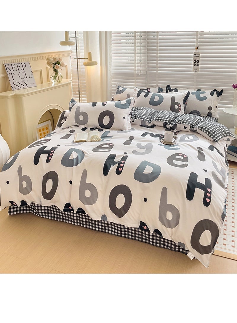 Sharpdo 4 Piece Set Bedding Modal Quilt Cover Set With 1 Quilt Cover 1 Sheet And 2 Pillowcases 15m Bed 160x210cm - Image 1