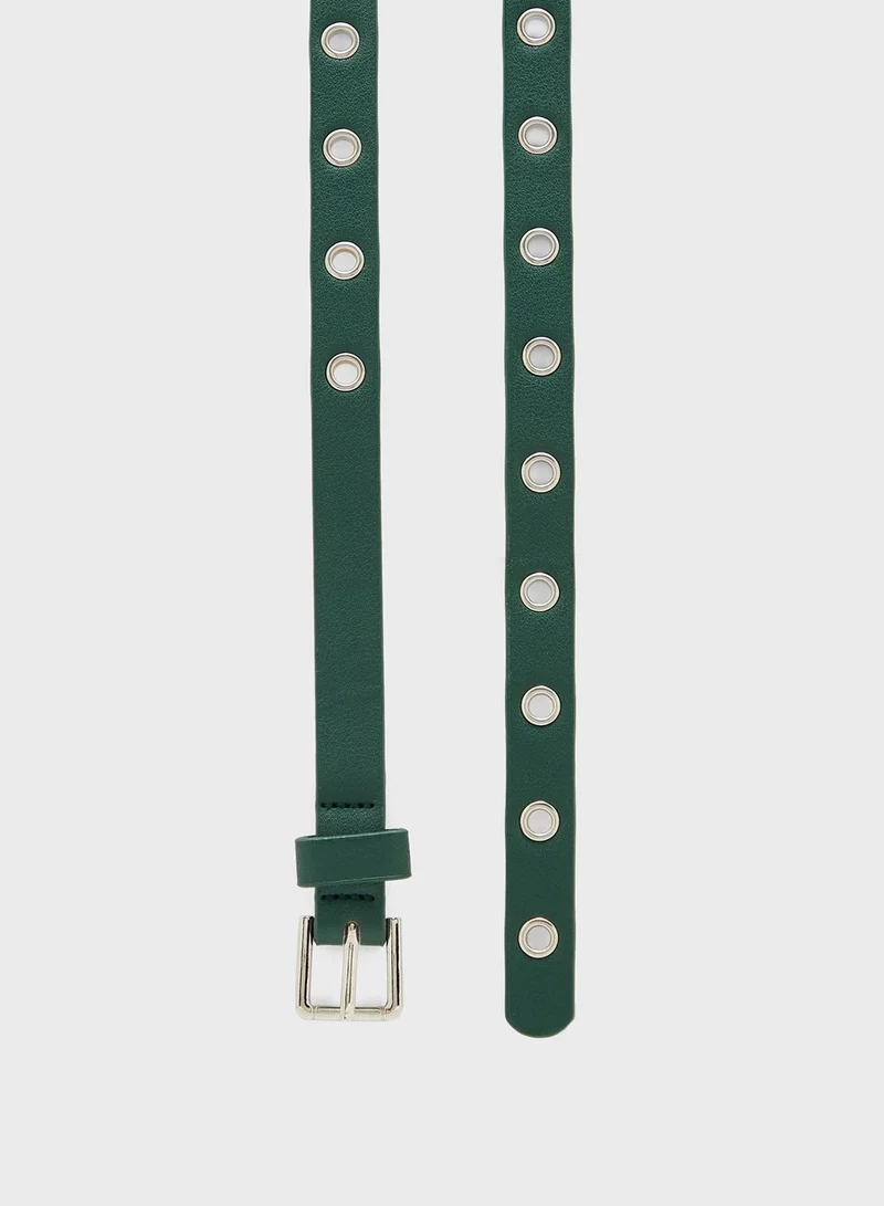 Ginger Eyelet Detail Slim Belt