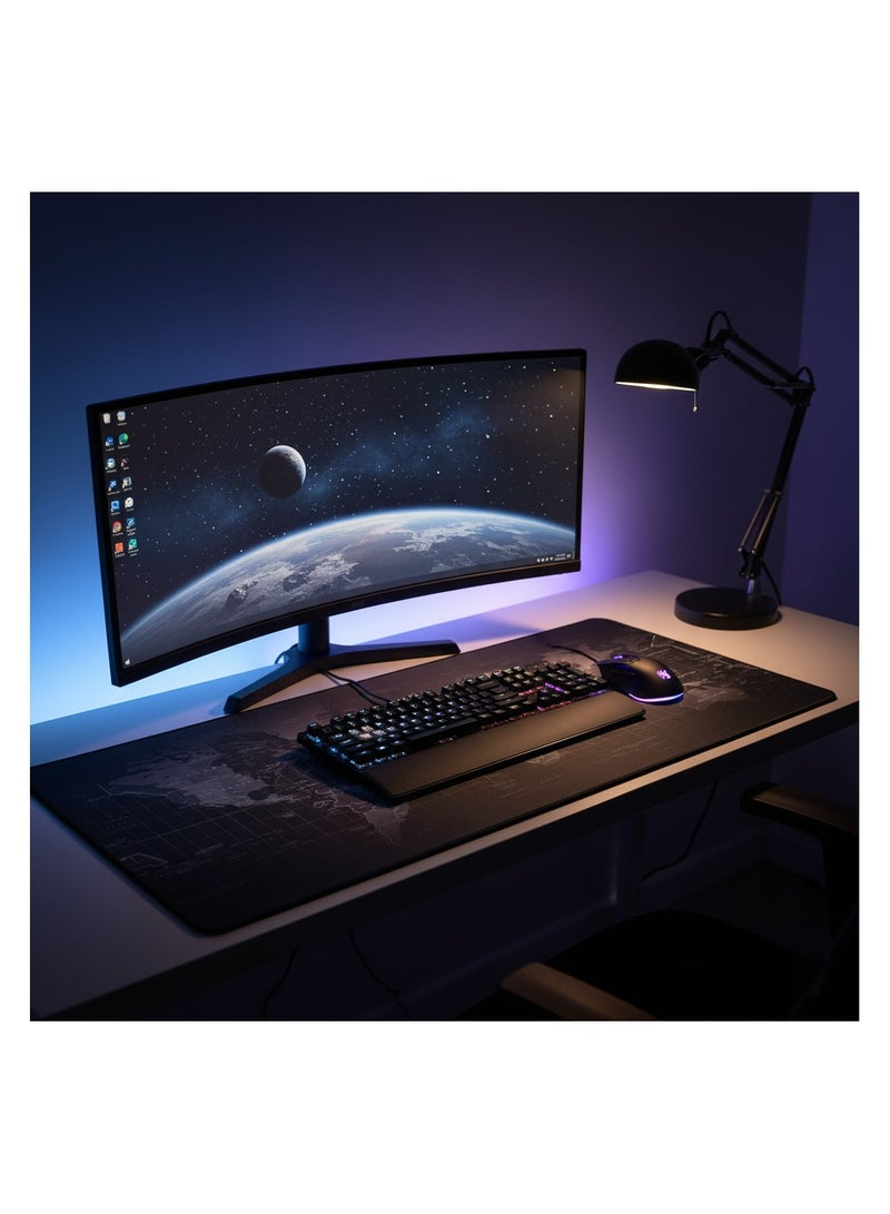 بادّة ماوس خريطة العالم كبيرة 70×30 سم – سطح ناعم وحافة مخيطة مقاومة للانزلاق - Image 2