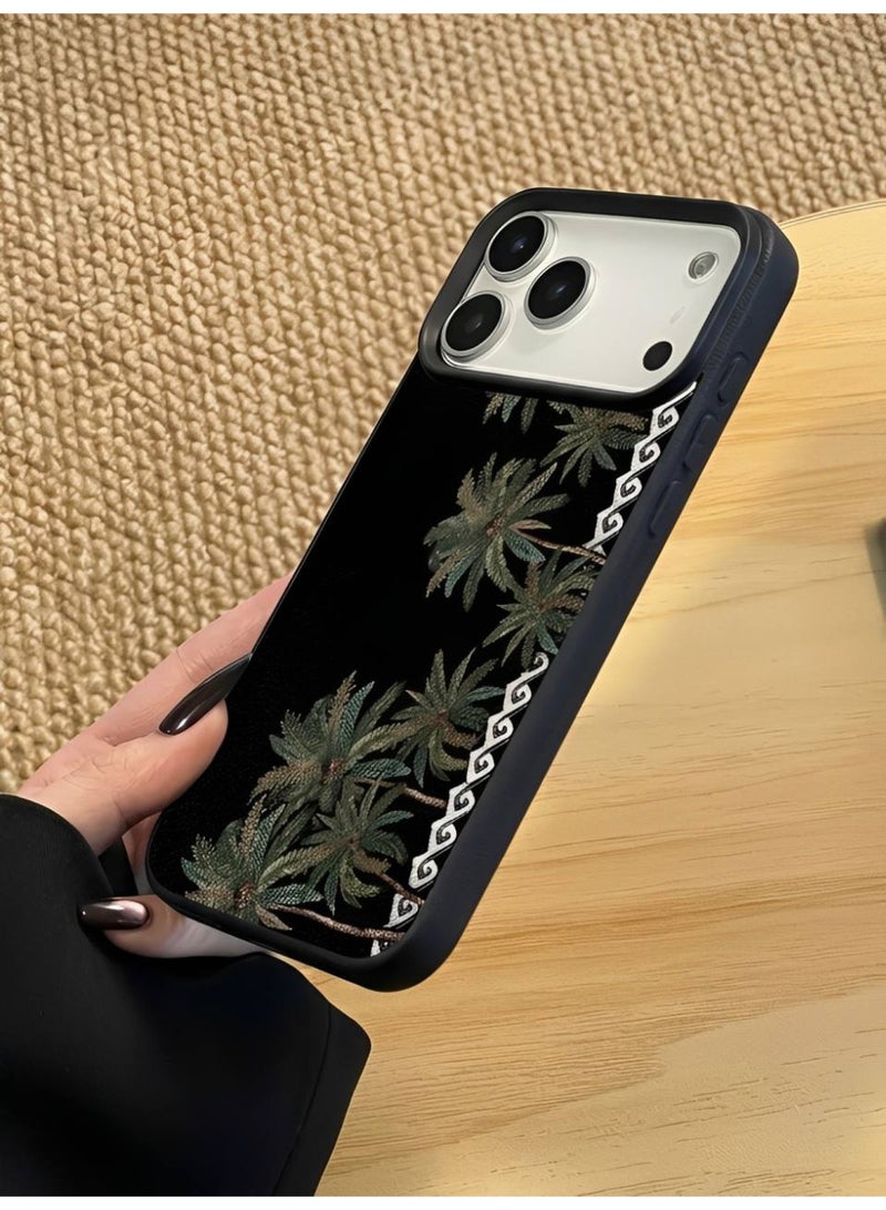 غطاء هاتف بتصميم نخلة استوائية، متوافق مع آيفون 17 برو ماكس، أسود - Image 5