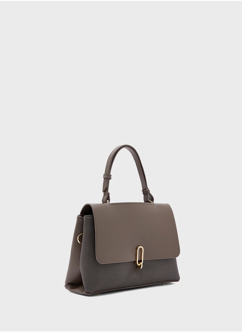 Metal Trim Detail Satchel Bag