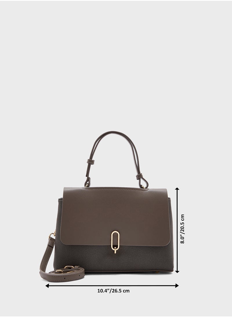 Metal Trim Detail Satchel Bag