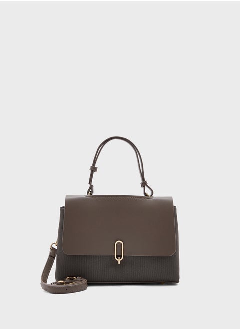 Metal Trim Detail Satchel Bag