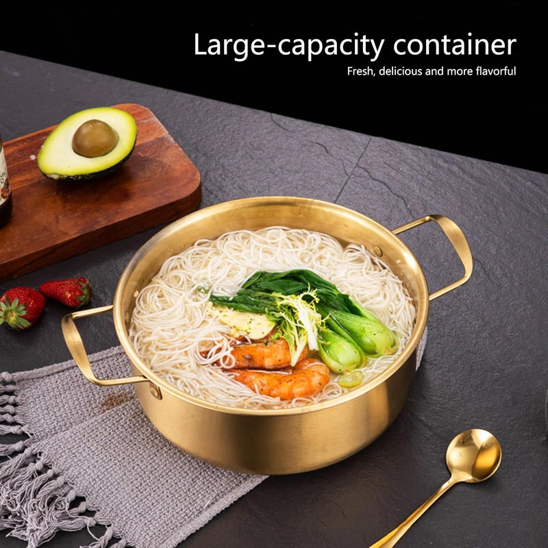 Korean Styles Noodles Cooking Pots with Cover Comes and Eating Utensils Portable Stainless Steel Soup Pots Stainless Steel Soup Saucepan - Image 2