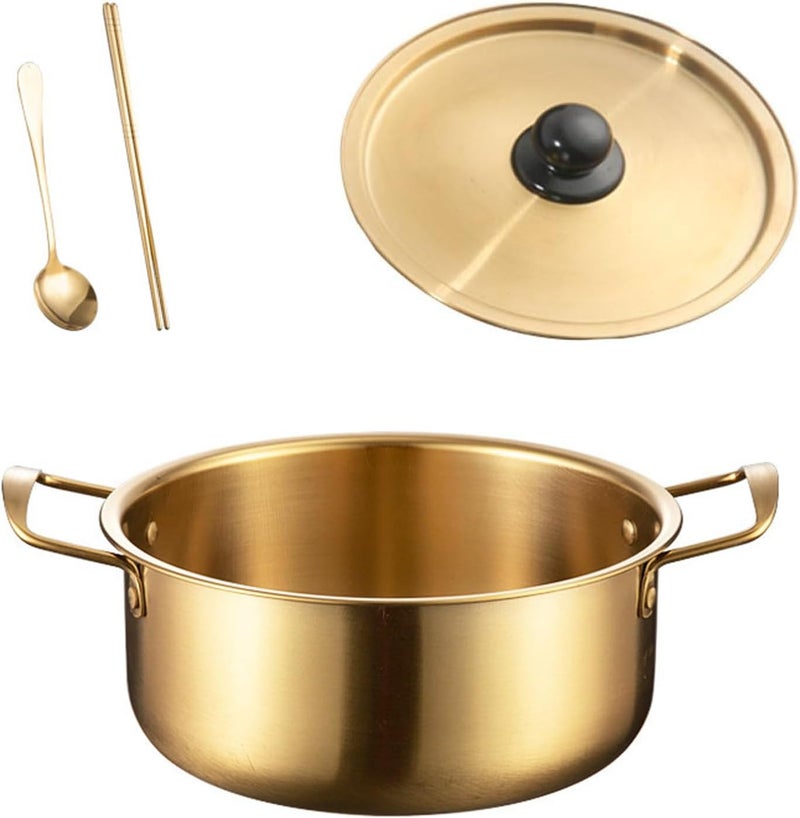 Korean Styles Noodles Cooking Pots with Cover Comes and Eating Utensils Portable Stainless Steel Soup Pots Stainless Steel Soup Saucepan - Image 5