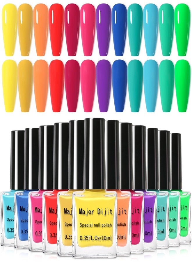 DouborQ 12 Color Nail Polish Set Neno Air Dry 12 Bright Colors 0.35oz Regular Nail Polish Kit Spring Summer Gift Set for Women - Image 1