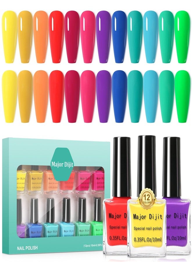 DouborQ 12 Color Nail Polish Set Neno Air Dry 12 Bright Colors 0.35oz Regular Nail Polish Kit Spring Summer Gift Set for Women - Image 2