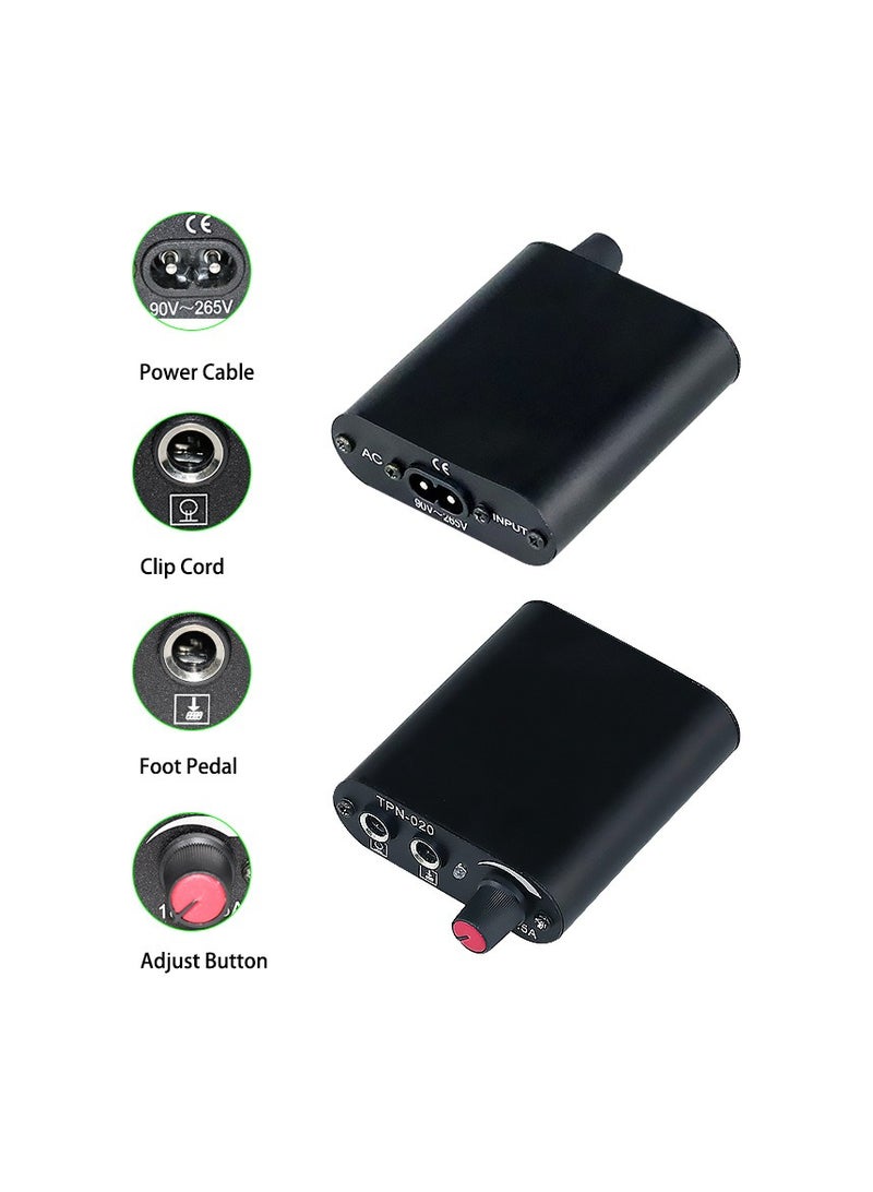 Tattoo Pen Kit, All In One Tattoo Machine Set, Durable Safe Tattoo Supplies Kit, Tattoo Pen, Tattoo Integrated Needles, Tattoo ment 10 Colors Set, Steel Pedal, Repair Cream, Bnadage, (Silver Suit) - Image 4