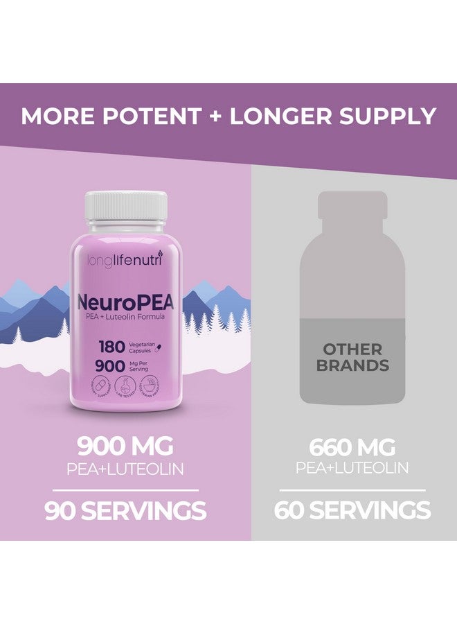 LongLifeNutri NeuroPEA (Palmitoylethanolamide + Luteolin 800mg/100mg) - Organic Supplement for Nerve Performance, 180 Vegetarian Capsules, 3-Month Supply, GMP Certified, USA Made - Image 3