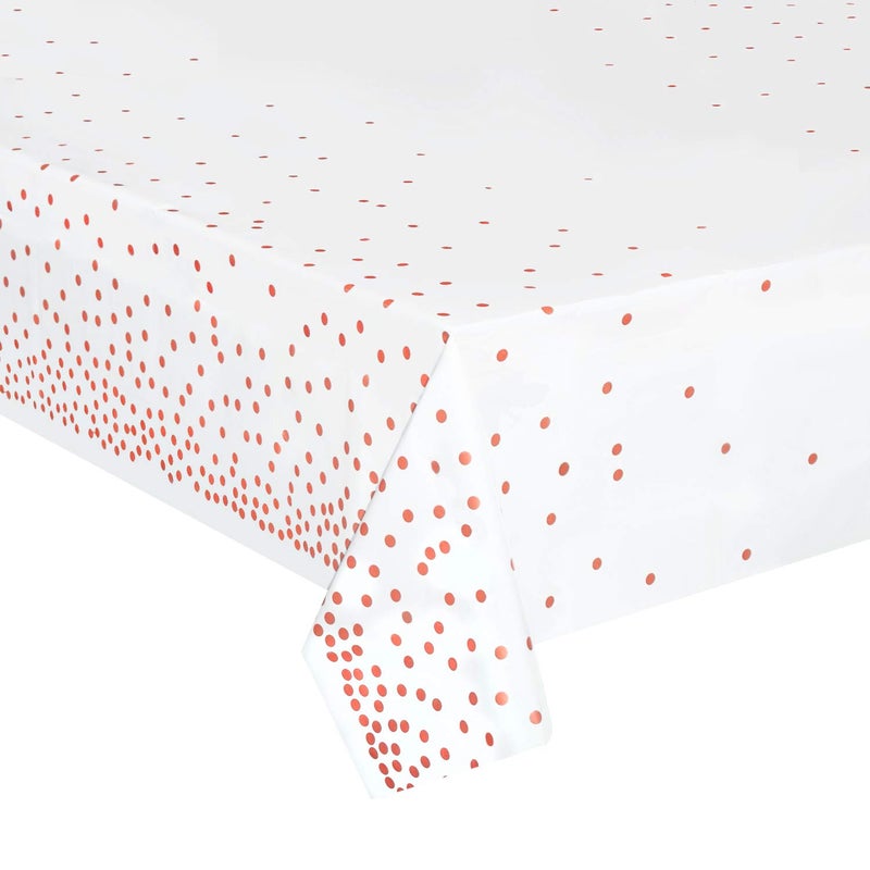 hapray 12 Pack Plastic Tablecloths for Rectangle Tables Waterproof Disposable Party Table Cloths with Rose Gold Dot Table Covers for Decorations Baby Shower Birthday Wedding 54 x 108
