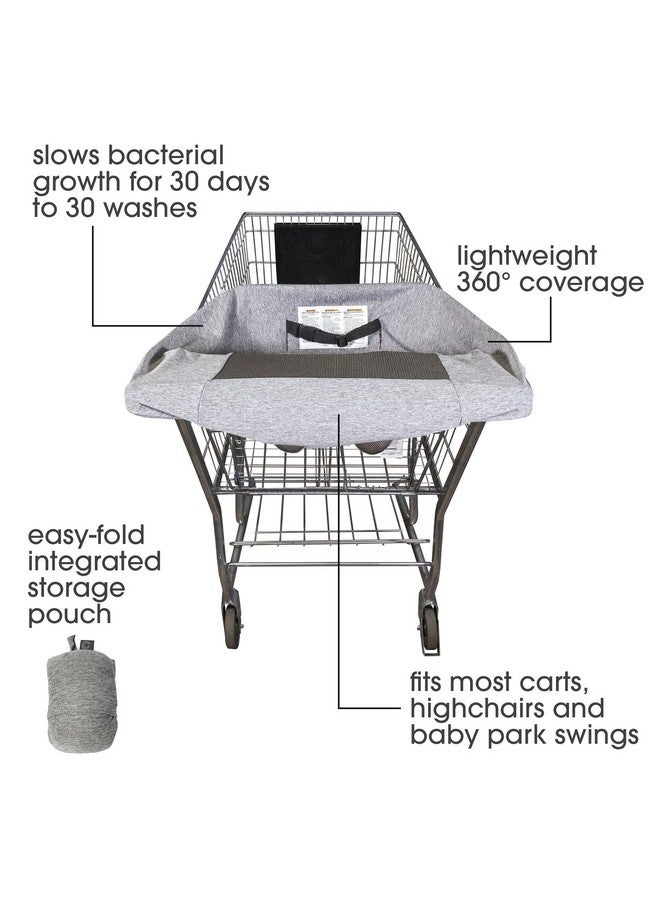boppy Compact Shopping Cart Cover Antibacterial Treated Gray Heathered With Storage Pouch Easyon Stretch Fabric For Single And Wide Shopping Carts Highchairs And Playground Swings 648 Months - Image 3
