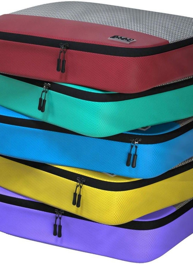 Dot&Dot Large Packing Cubes for Travel - 5-piece Ultra Lightweight Luggage Accessories Organizers Set (Red/Yellow/Green/Blue/Purple) - Image 1