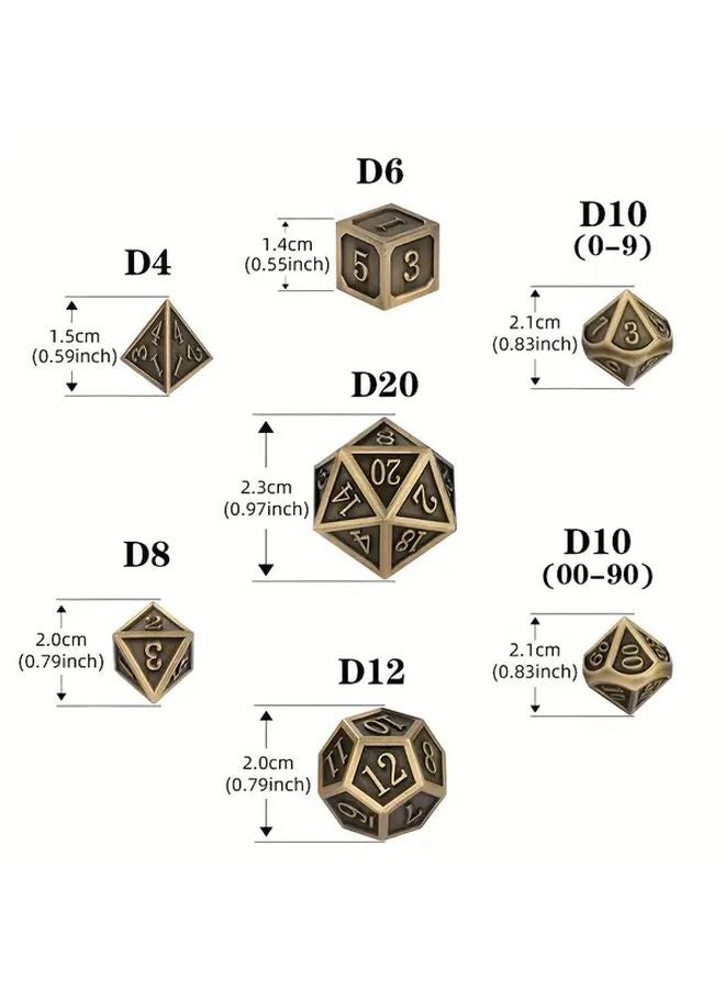 7 قطع من مجموعة النرد المعدنية متعددة السطوح باللون الفضي الداكن مع حقيبة تخزين على شكل تنين لألعاب RPG اللوحية - Image 3