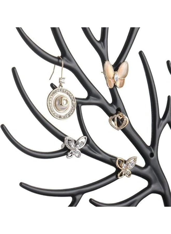 حامل مجوهرات - رف عرض مجوهرات على شكل شجرة غزال، منظم مجوهرات على شكل شجرة غزال للأقراط والقلائد والأساور وأحمر الشفاه والساعات والمفاتيح (أسود) - Image 3