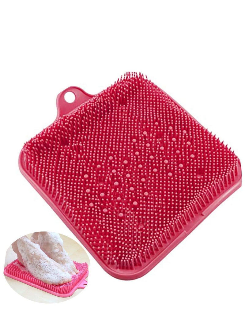 KASTWAVE Foot Cleaner Mat Scrubber Rub Shower Cup Acupressure Massager Pad Non-Slip Smooth Exfoliating Deep Clean Improve Circulation Exfoliation Relieve Tired Reduces Pain Soothes Achy Brush Pink - Image 1