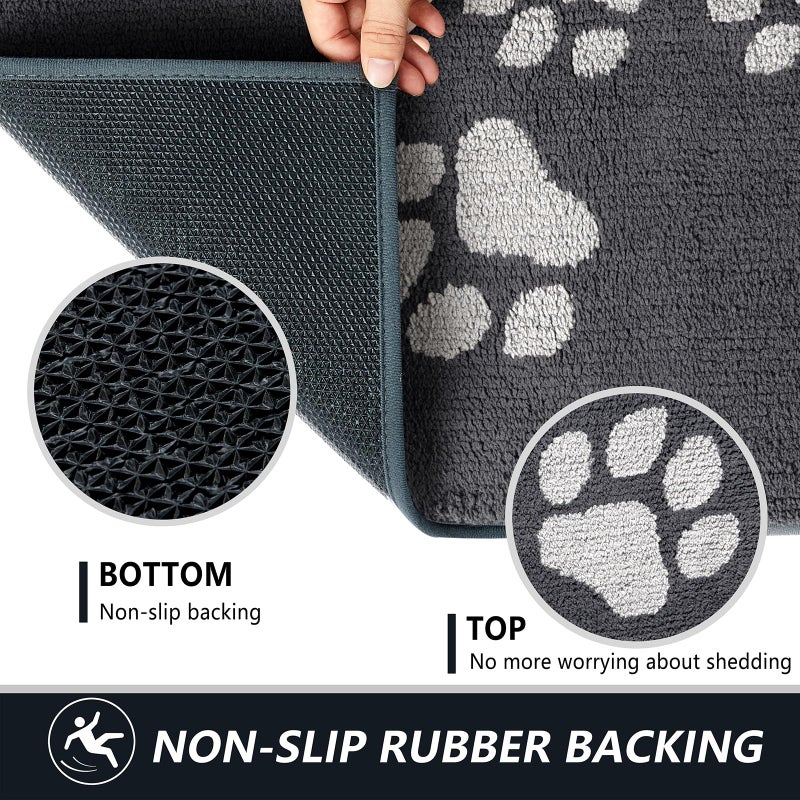 Timo Dog Door Mat for Muddy Paws, 20"x32" Super Absorbent Dog Mats for Indoor Outdoor, Low-Profile Washable Entryway Rug, Non-Slip Rubber Backing Front Door Mat, Grey - Image 3
