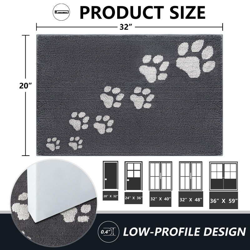 Timo Dog Door Mat for Muddy Paws, 20"x32" Super Absorbent Dog Mats for Indoor Outdoor, Low-Profile Washable Entryway Rug, Non-Slip Rubber Backing Front Door Mat, Grey - Image 5