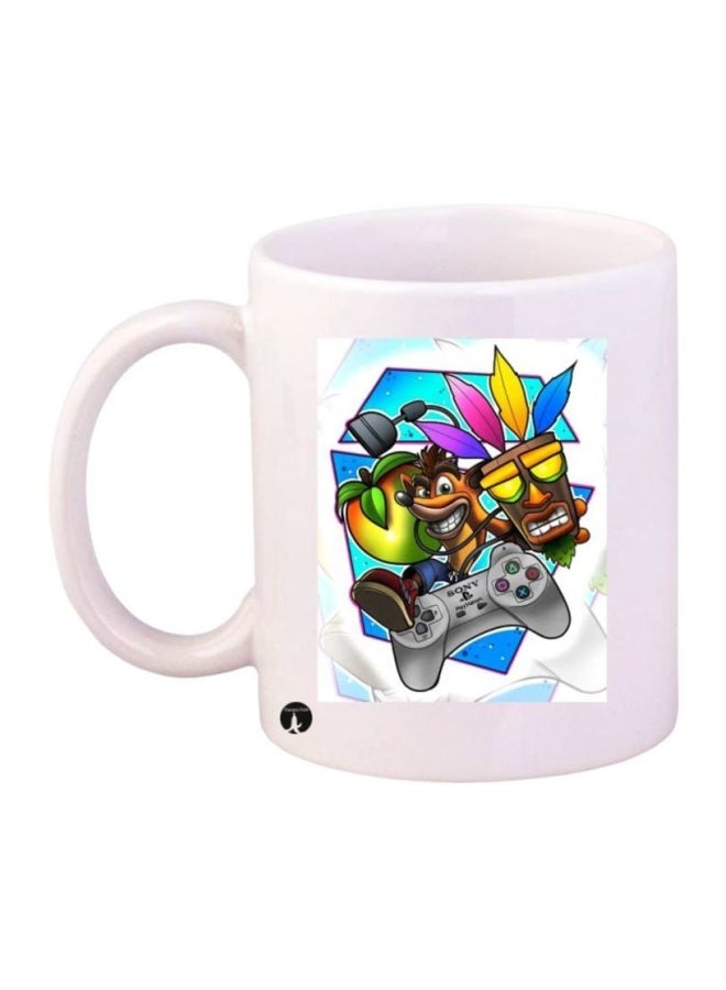 Crash Video Game Printed Mug White/Blue/Yellow