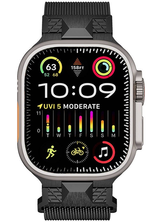 ZORE - Apple Watch Compatible Ultra 49MM KRD-107 Metal Mesh Strap-Black - Image 1