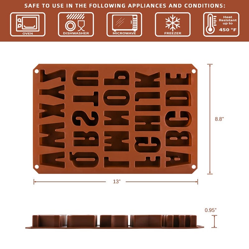 CAKETIME 26 Cavities Large Letter Molds Silicone Alphabet Mold for Crayon, Resin, Chocolate, Candy, Wax, Cake Baking Decor (1) - Image 3