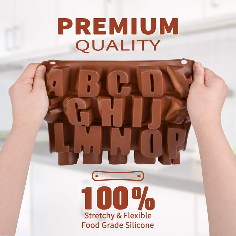 CAKETIME 26 Cavities Large Letter Molds Silicone Alphabet Mold for Crayon, Resin, Chocolate, Candy, Wax, Cake Baking Decor (1) - Image 5