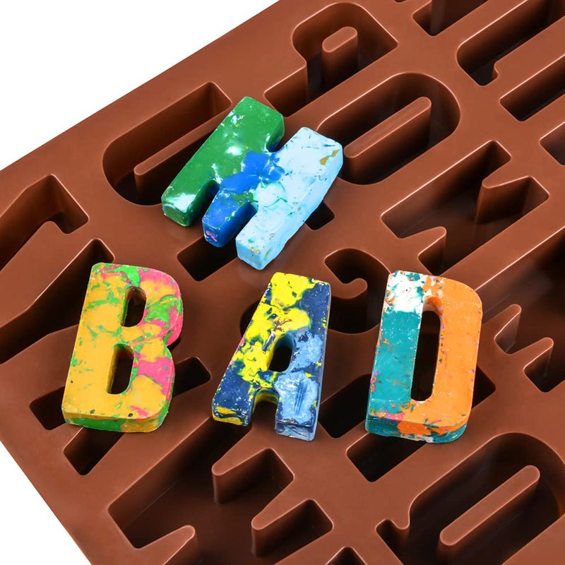 CAKETIME 26 Cavities Large Letter Molds Silicone Alphabet Mold for Crayon, Resin, Chocolate, Candy, Wax, Cake Baking Decor (1) - Image 2