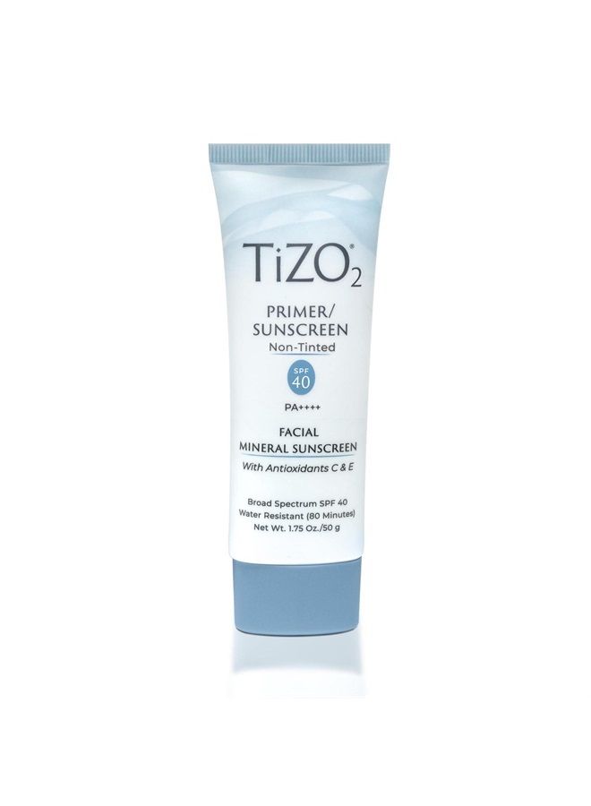 TiZO2 Facial Mineral Sunscreen and Primer, Non-tinted Broad Spectrum SPF 40 with Antioxidants, Sheer matte finish, Fragrance-Free, Oil-Free, Dermatologist-recommended, PA++++ 1.75 oz - Image 1