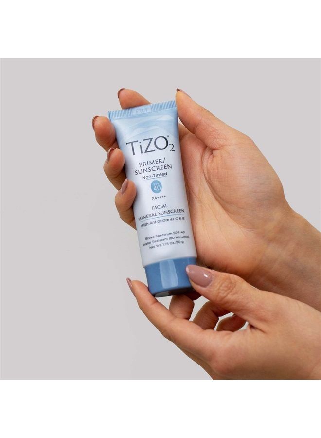 TiZO2 Facial Mineral Sunscreen and Primer, Non-tinted Broad Spectrum SPF 40 with Antioxidants, Sheer matte finish, Fragrance-Free, Oil-Free, Dermatologist-recommended, PA++++ 1.75 oz - Image 2