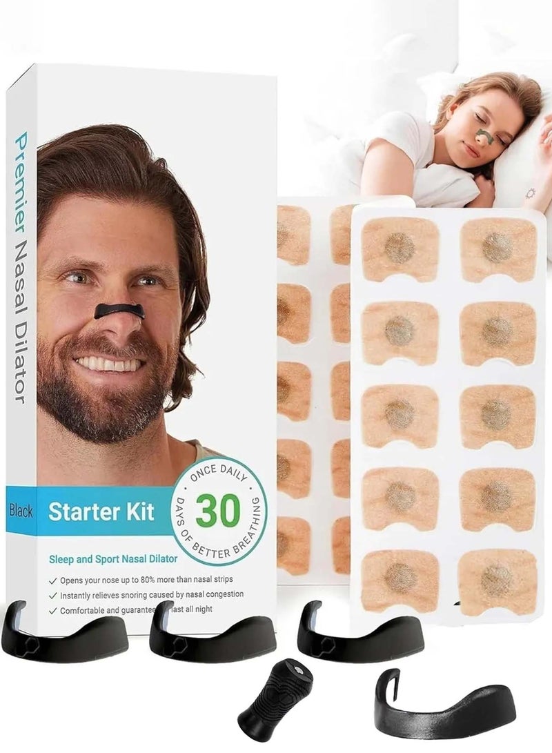 POWER LIFE Breathing Nasal Strip Starter Kit, 30 Count Magnetic Nose Strips for Breathing, Reduce Snoring, Boost Oxygen Intake, Improve Sleep Quality, Skin Safe, Anti-Snoring Equipment  - Image 1